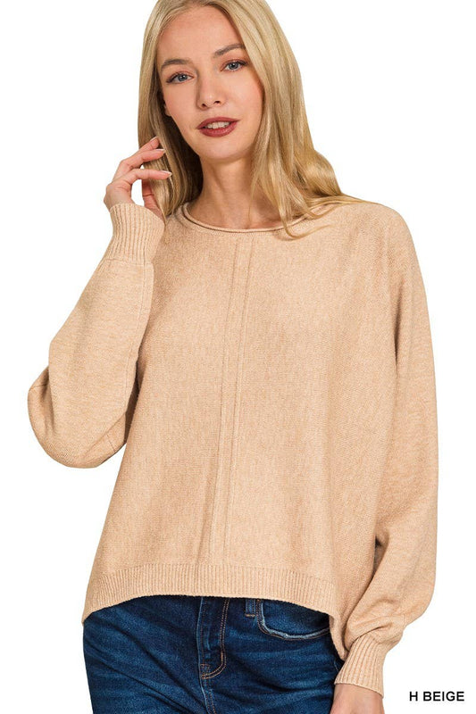 Viscose Front Seam Round Neck Sweater