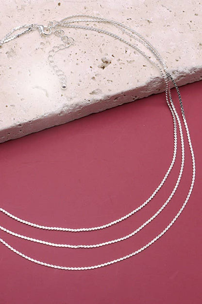 LENNON TRIPLE LAYER THIN FLAT CHAIN NECKLACE