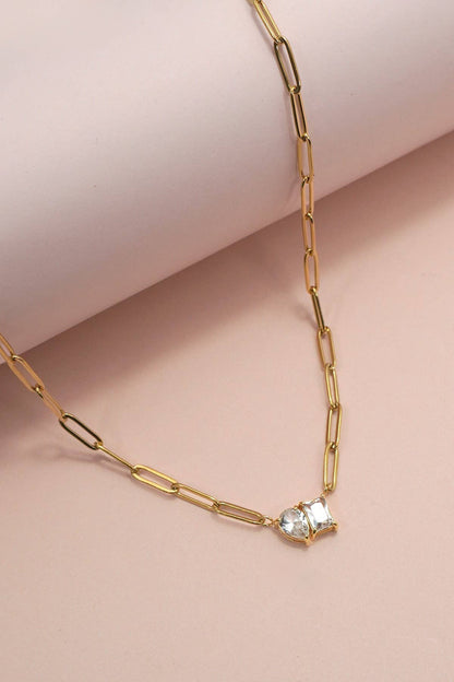 Heather 18K Stainless Steel Tarnish Free Rhinestone Necklace