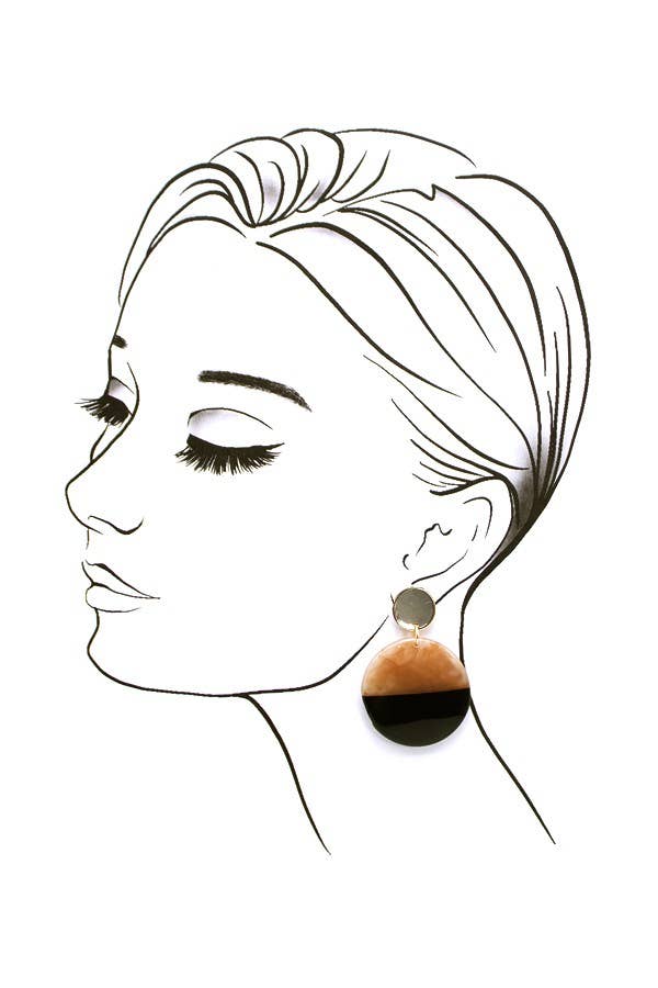 Saffa Black and Brown Round Circle Earrings