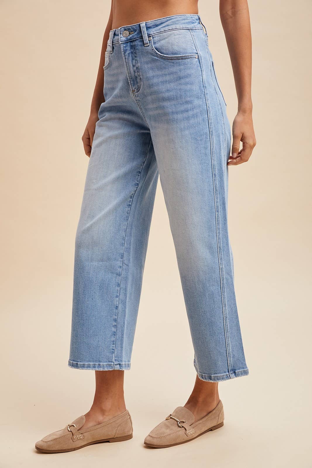 Stretch Cotton Side Panel Detailed Wide Leg Pants