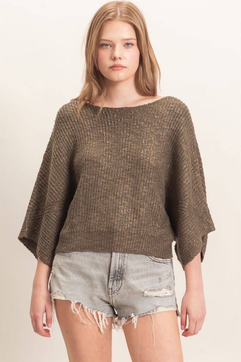 Ribbed Boat Neck Sweater