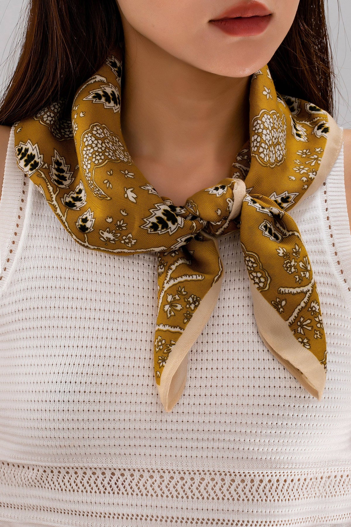 Vintage Botanical Floral Paisley Square Scarf