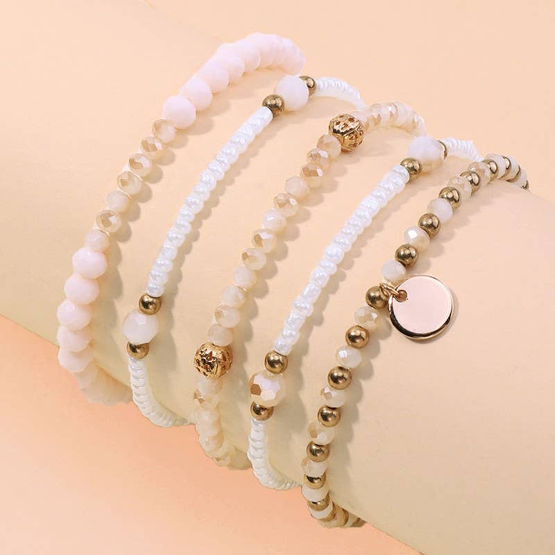 PALOMA MULTILAYER BEADED CHAIN DISC CHARM BRACELET