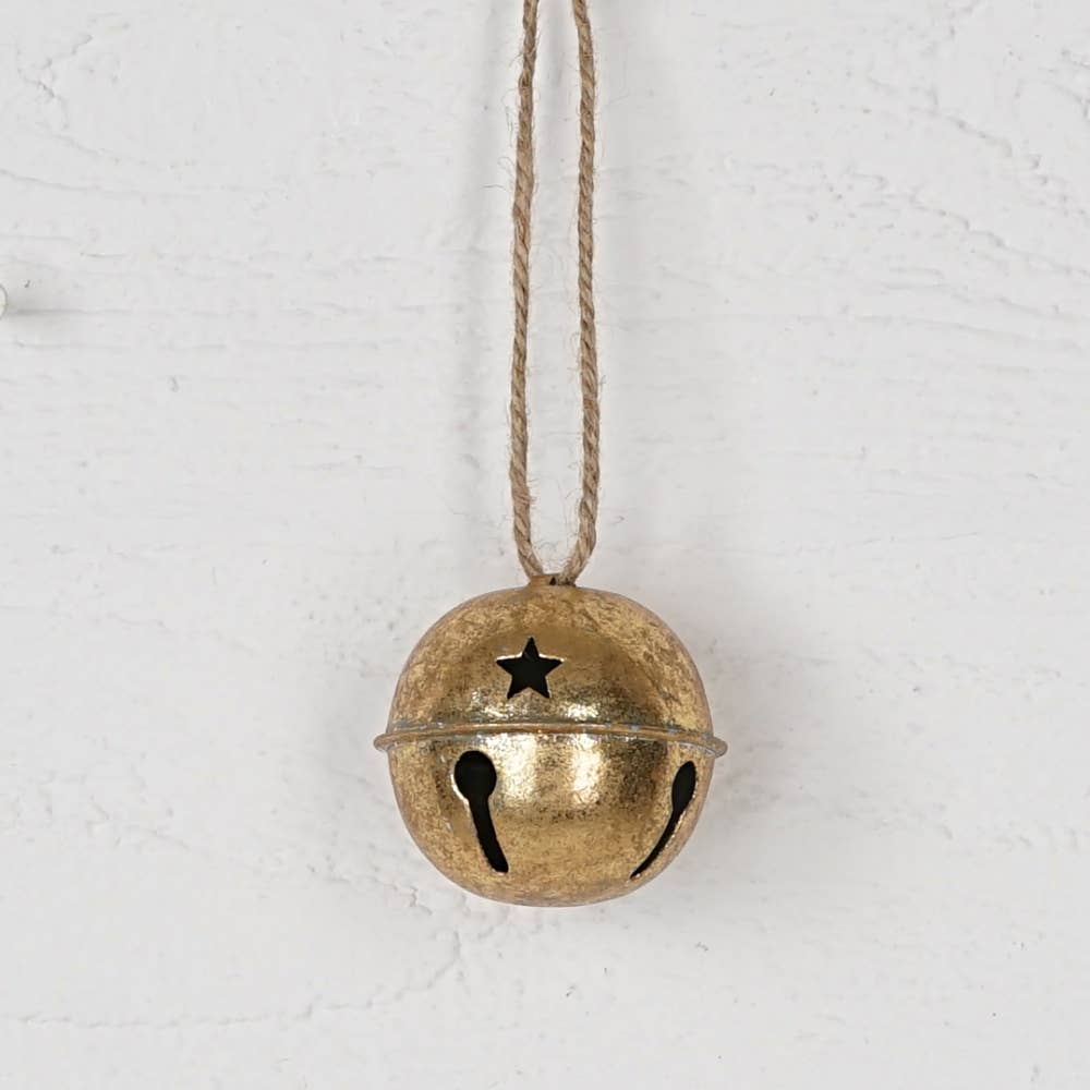 Vintage Golden Bell w. jute loop - Whimsical Details - []