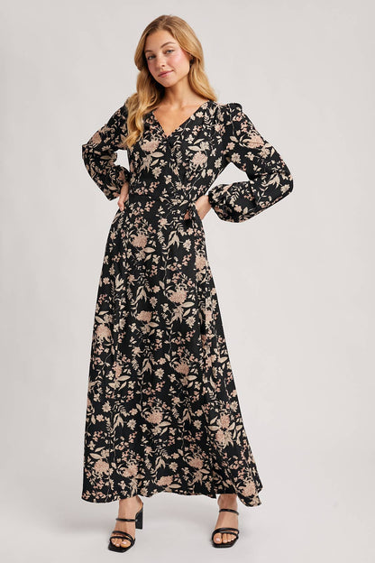 FLORAL PRINT WRAP MAXI DRESS