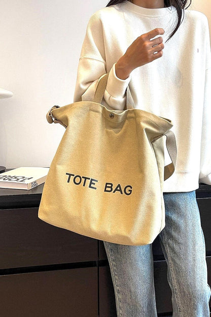 Minimalist large capacity canvas shoulder tote bag - Whimsical Details - ["minimal","simple","totebag"]