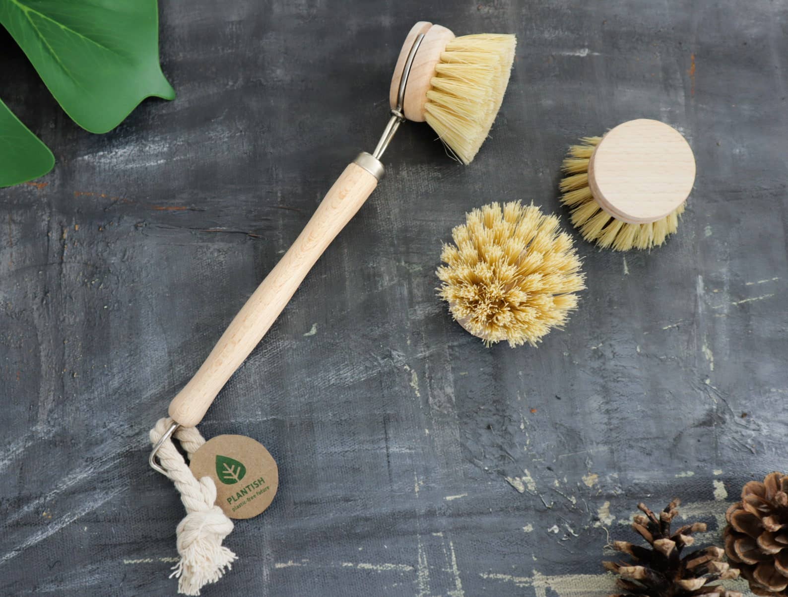 Sisal Dish Brush - Whimsical Details - ["bamboo","pot scrubber"]