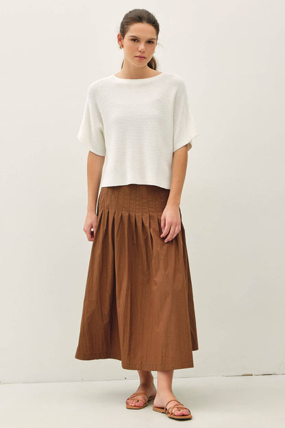 HORIZONTAL RIBBED DOLMAN SWEATER TOP