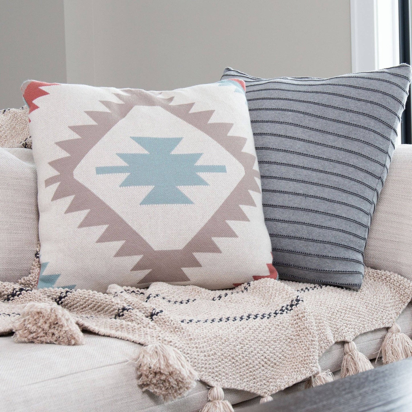 Recycled Cotton Decorative Throw Blanket - Whimsical Details - []