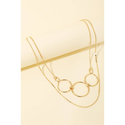 Triple Hoop Linked Layered Chain Necklace