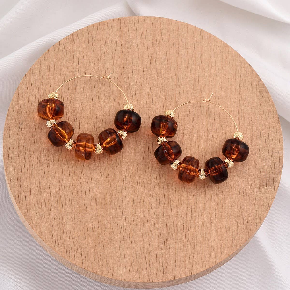 Josslyn Boho Resin Beaded Hoop Earrings