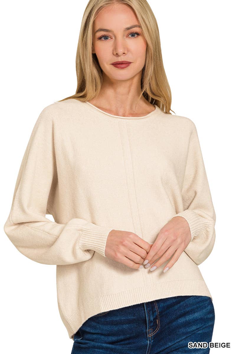 Viscose Front Seam Round Neck Sweater