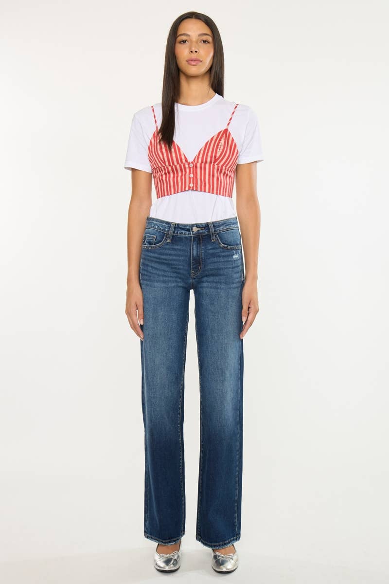 Mid Rise Wide Leg Denim