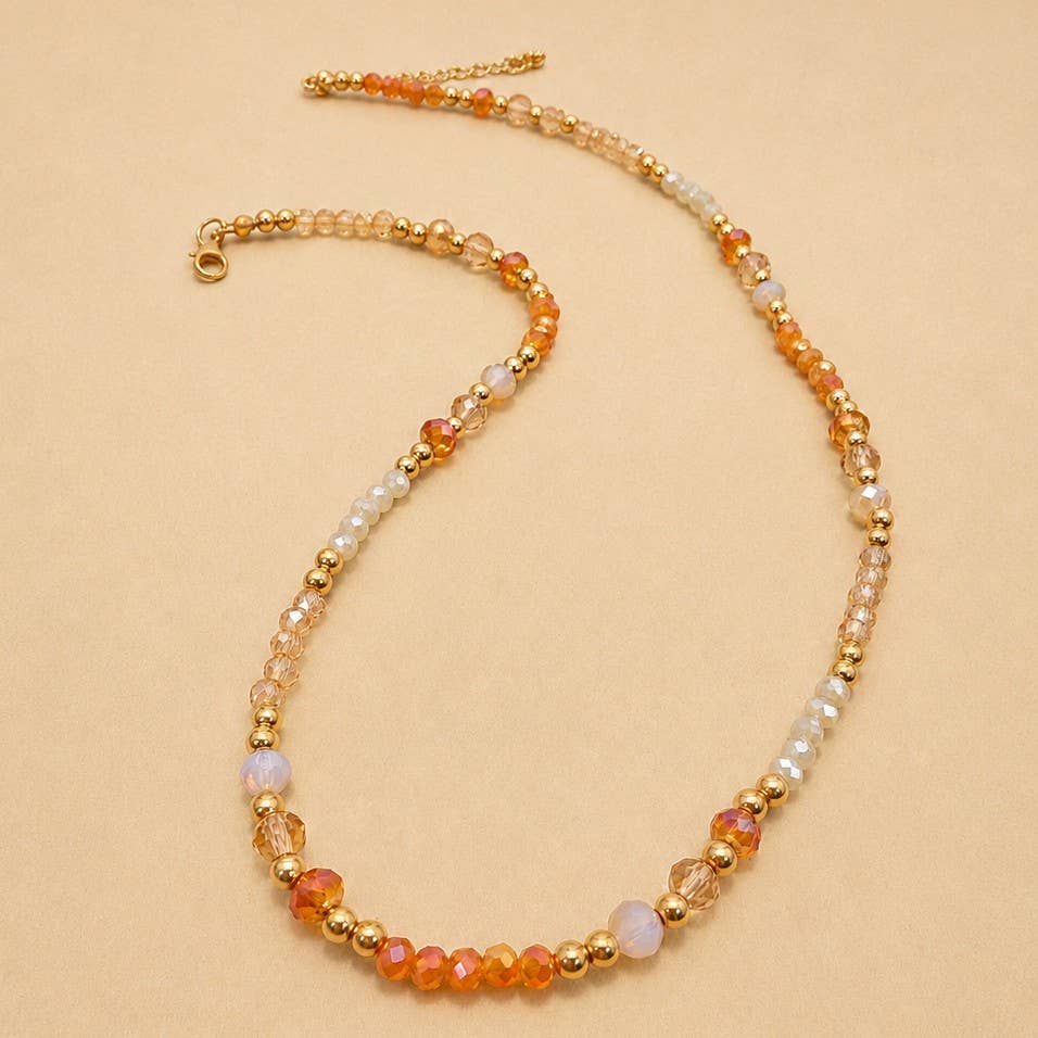 Ella Faceted Glass Bead & Gold Accent Beaded Necklace