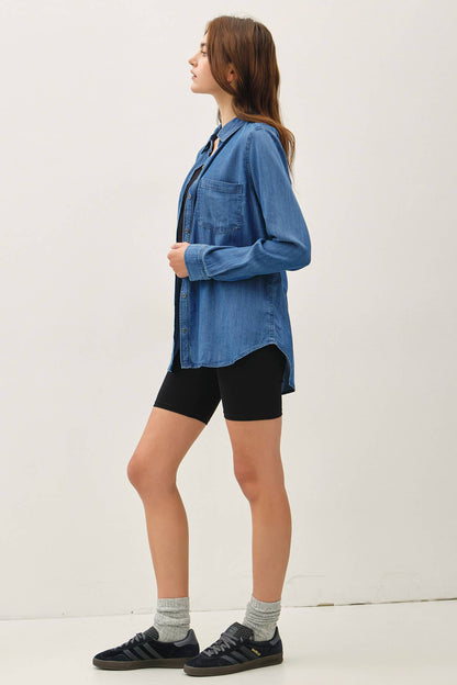 DENIM LOOK LONGSLEEVE TENCEL SHIRT