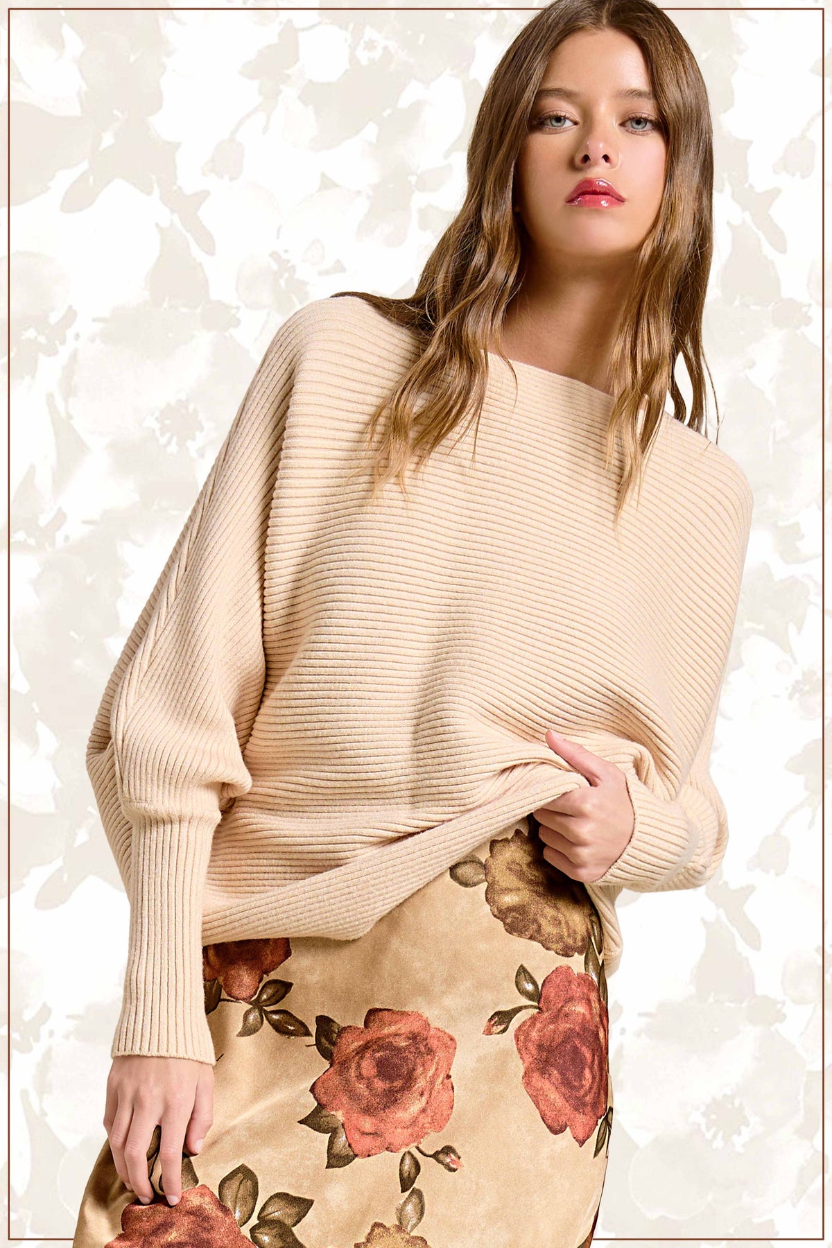Slouchy Fit Bubble Sleeve Boat Neck Sweater
