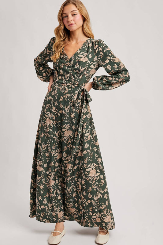 FLORAL PRINT WRAP MAXI DRESS