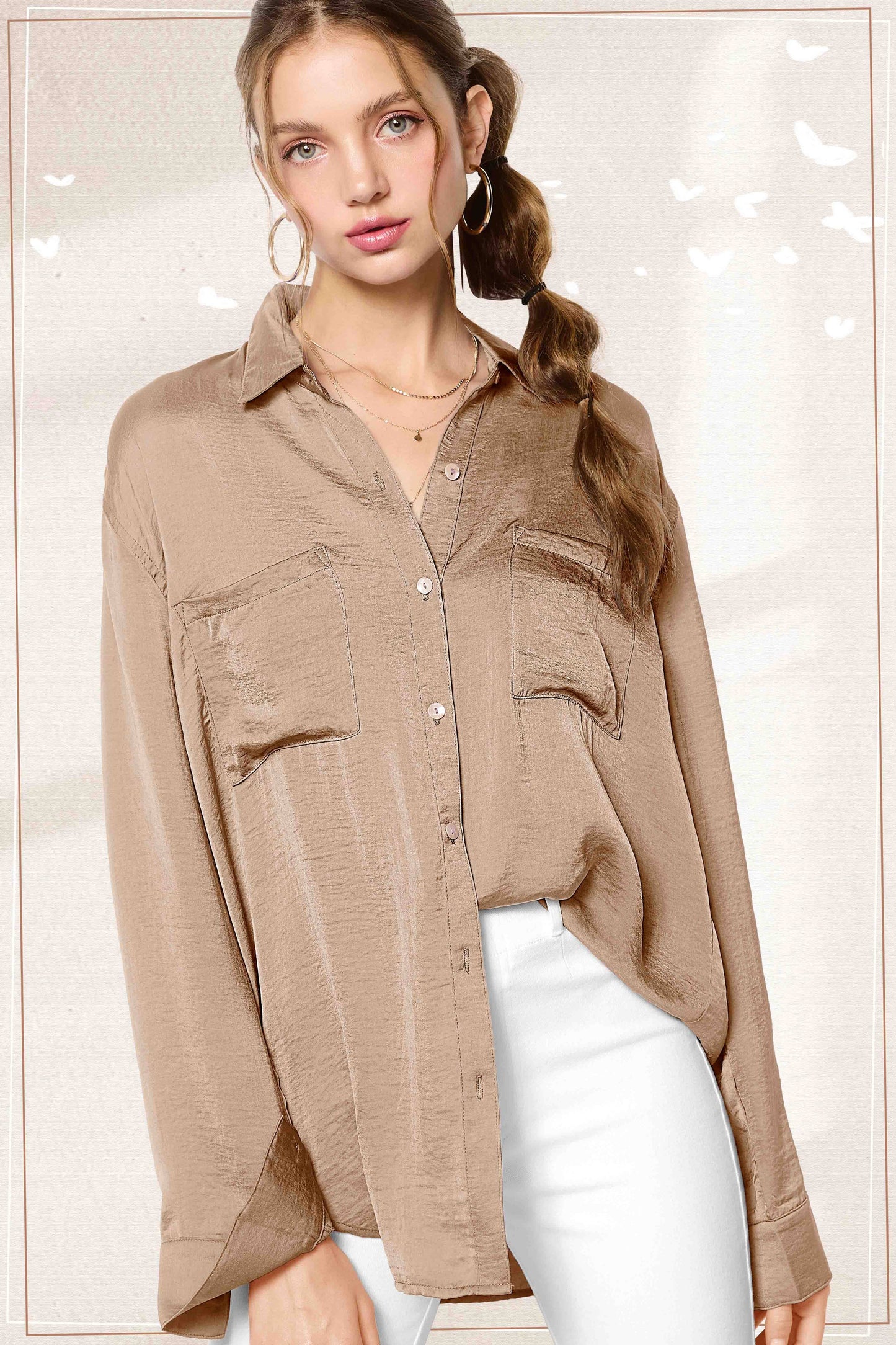 Silky and Flowy Button Down Long Sleeve Shirts