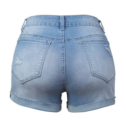 BTMW216 Summer Ripped Buttons Jean Shorts - Whimsical Details