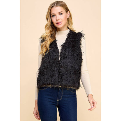 Open Front Fuzzy Vest - Whimsical Details