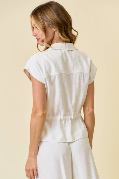 UTILITY LINEN ZIP UP VEST