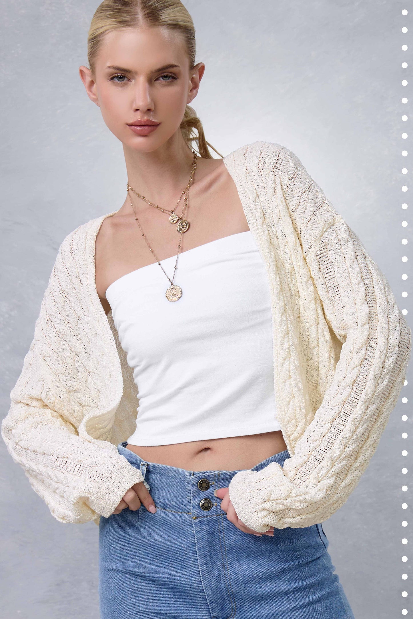 Dolman Sleeve Boho Cable Knit Cocoon Cardigan Fall