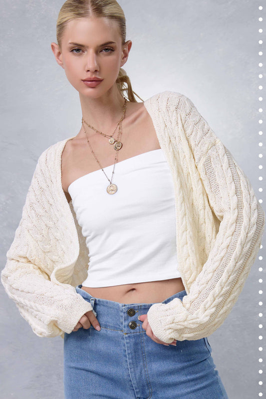 Dolman Sleeve Boho Cable Knit Cocoon Cardigan Fall