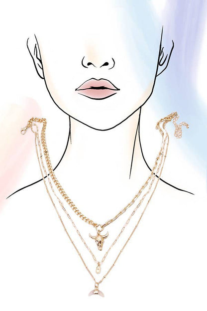 Kathryn Bull Horn Multi Layer Necklace