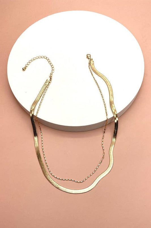 CORDELIA DOUBLE SNAKE AND LARGO CHAIN NECKLACE