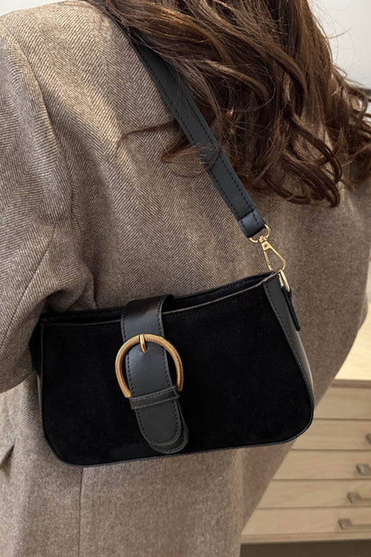 Elegant Suede Retro Buckle Bag