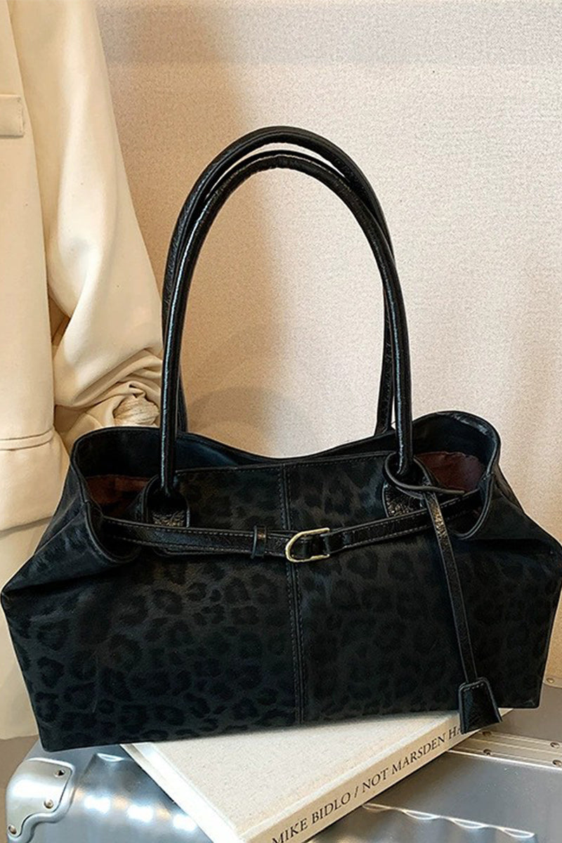 Leopard pattern shoulder tote bag