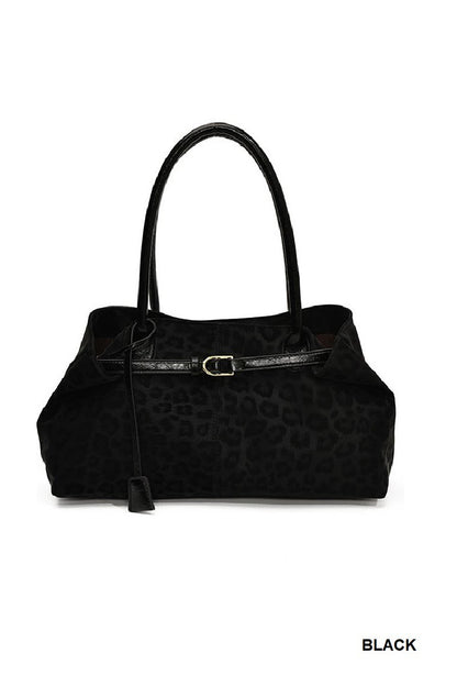 Leopard pattern shoulder tote bag