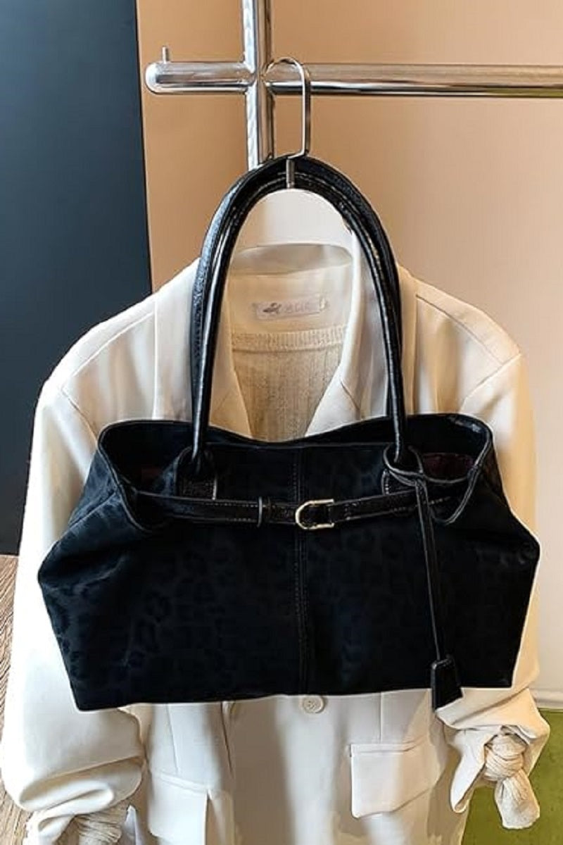Leopard pattern shoulder tote bag