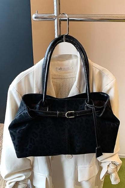 Leopard pattern shoulder tote bag