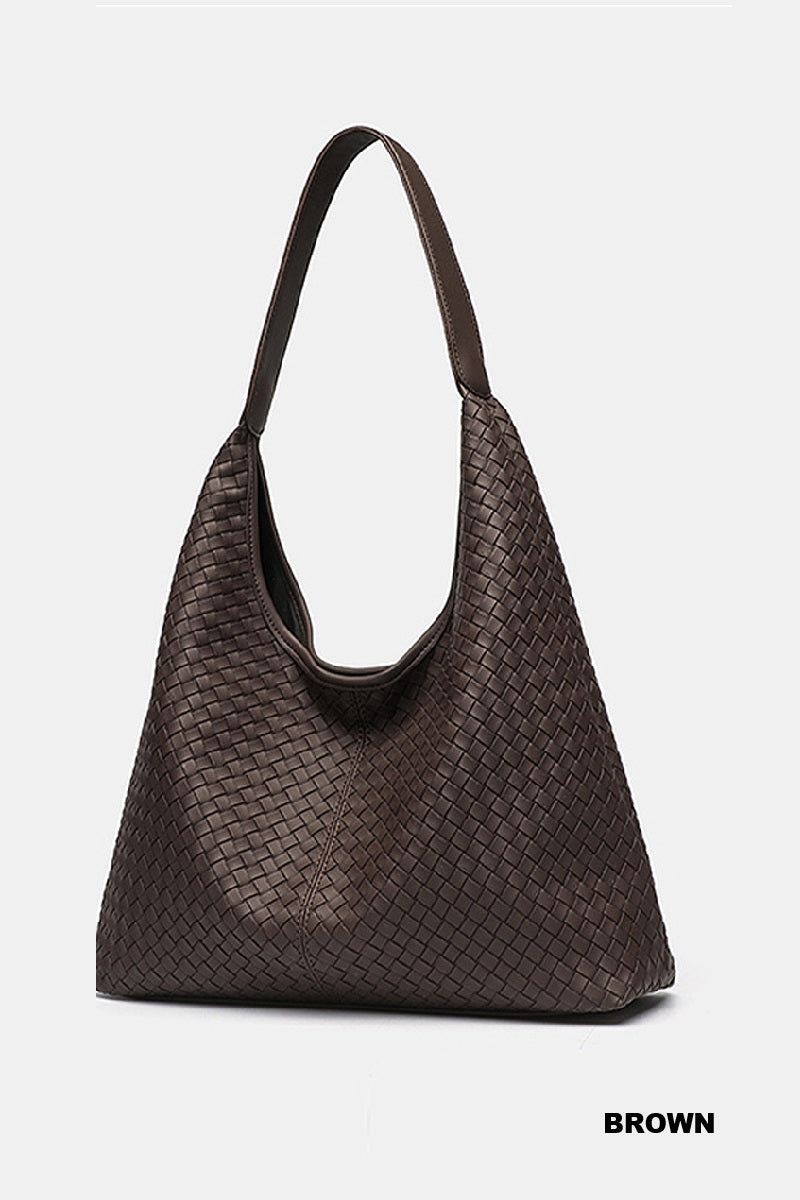 Woven weave hobo shoulder bag