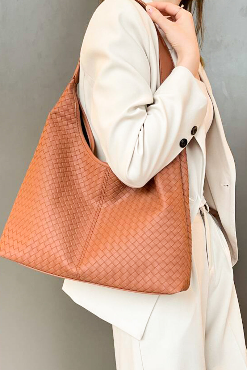 Woven weave hobo shoulder bag