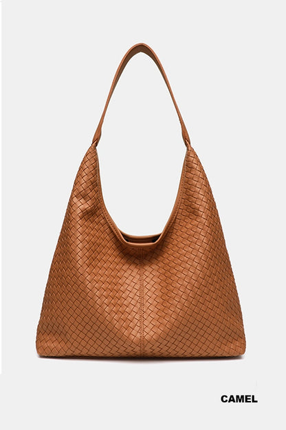Woven weave hobo shoulder bag