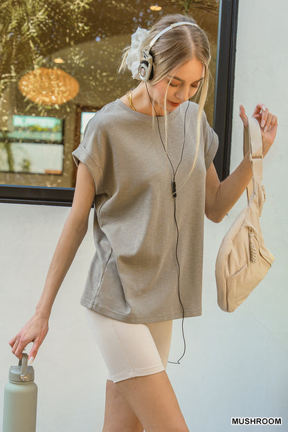 Slub cuffed sleeve tee