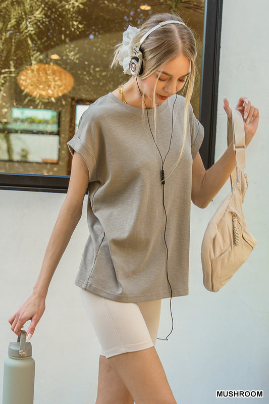 Slub cuffed sleeve tee