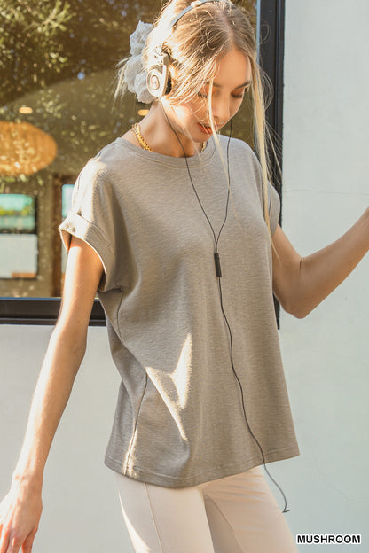 Slub cuffed sleeve tee
