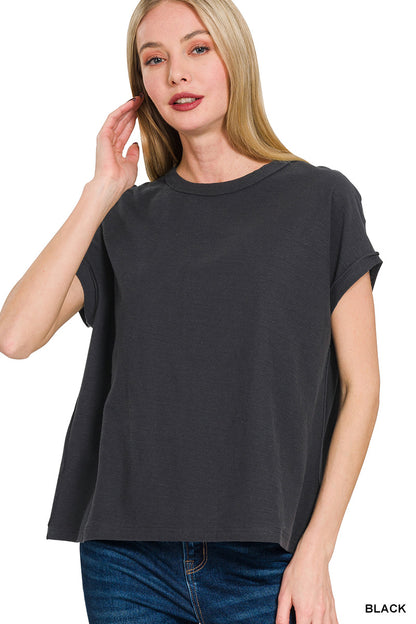 Cotton slub round neck short sleeve tee