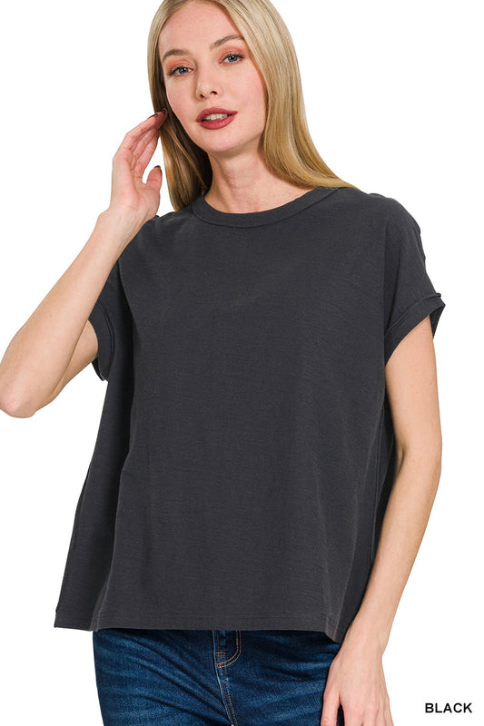 Cotton slub round neck short sleeve tee