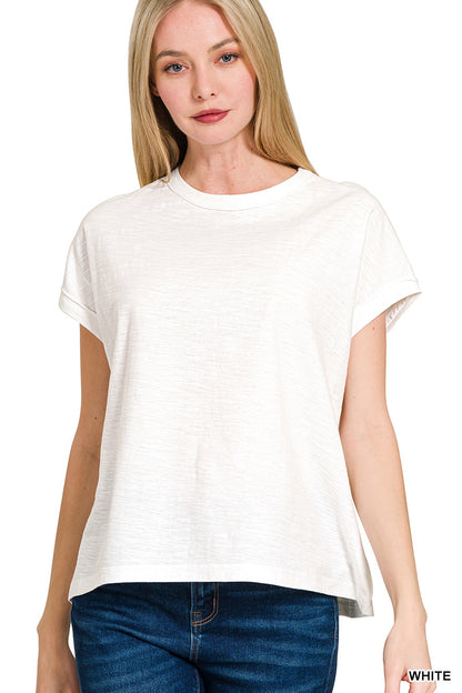 Cotton slub round neck short sleeve tee
