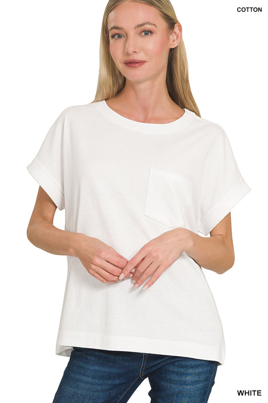 Cuffed Front Pocket Short Sleeve Tee