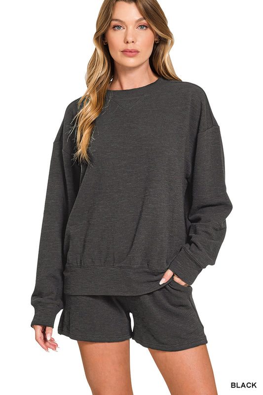 Slub pullover & shorts 2pcs set