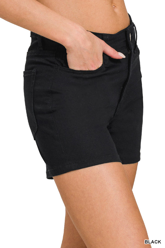 High rise color jean shorts