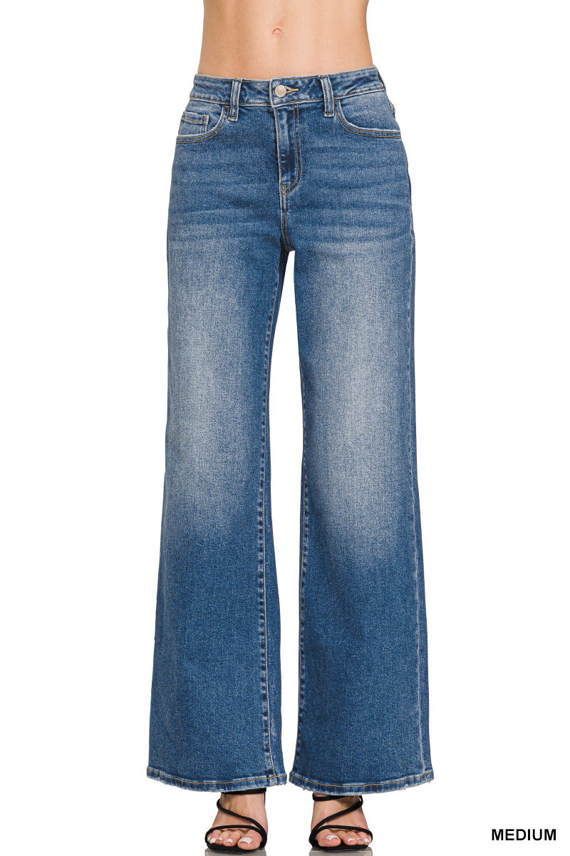 High Waist Straight Leg Denim Pants