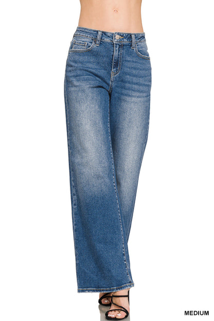 High Waist Straight Leg Denim Pants