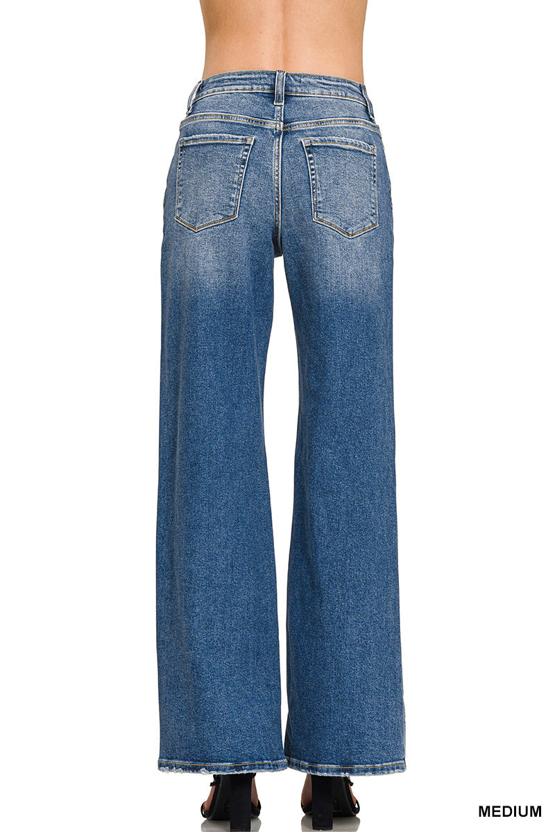 High Waist Straight Leg Denim Pants